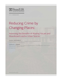 Reducing Crime by Changing Places Report in red text over grey background