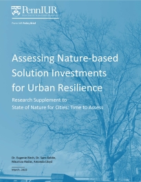 "Asessing Nature-based Solution Investments for Urban Resilience" against a light blue background with a tree