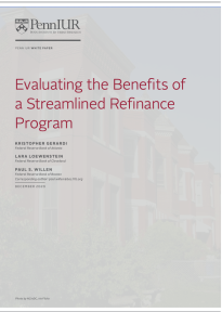 Evaluating the Benefits of a Streamlined Refinance Program -- title page