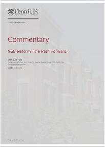 Commentary GSE Reform - The Path Forward, Layton -- title page 