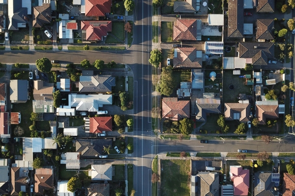 Aerial view of houses