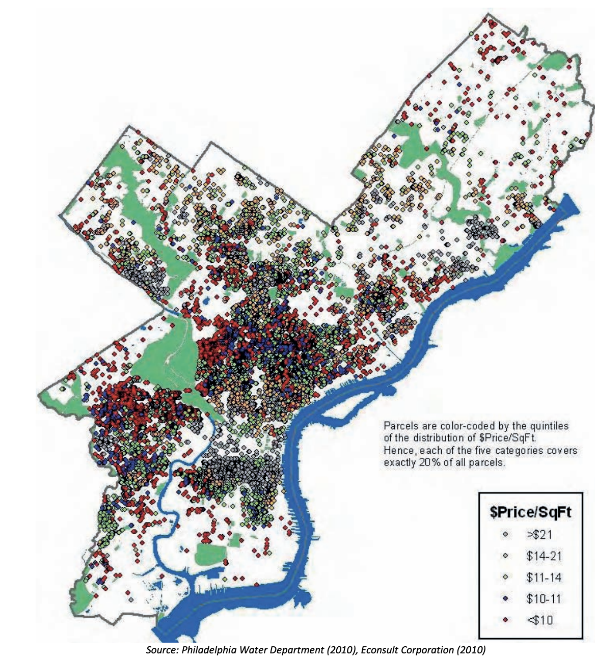 Figure 2.7 – Distribution of Estimated Value of All Vacant Parcels within the City of Philadelphia 