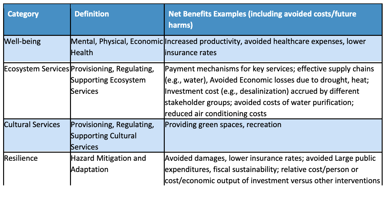 Table 2 Typology of Instrumental CBA on Urban NbS