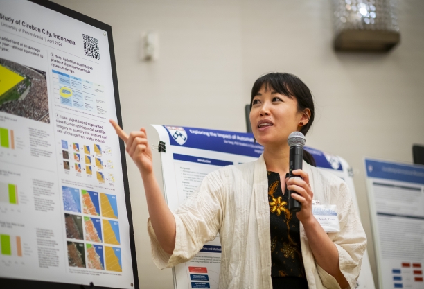 Affiliated PhD Student Tiffany Tran presents her research in May 2024. Photo credit: Eric Sucar